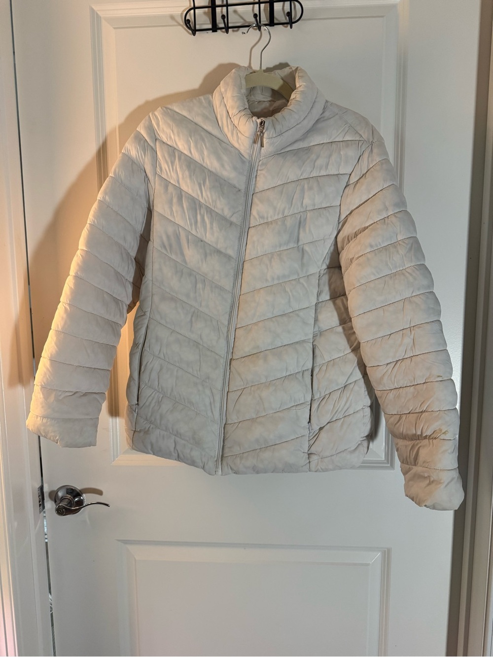 Women's Cream Quilted Lightweight Puffer Jacket